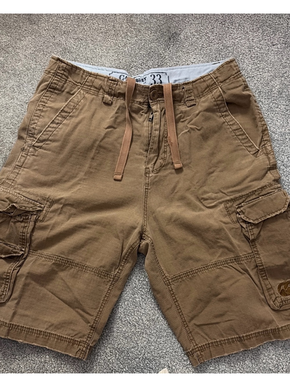 Vintage Canterbury Of New Zealand Cargo Shorts Mens Brown Cotton Drawstring 33